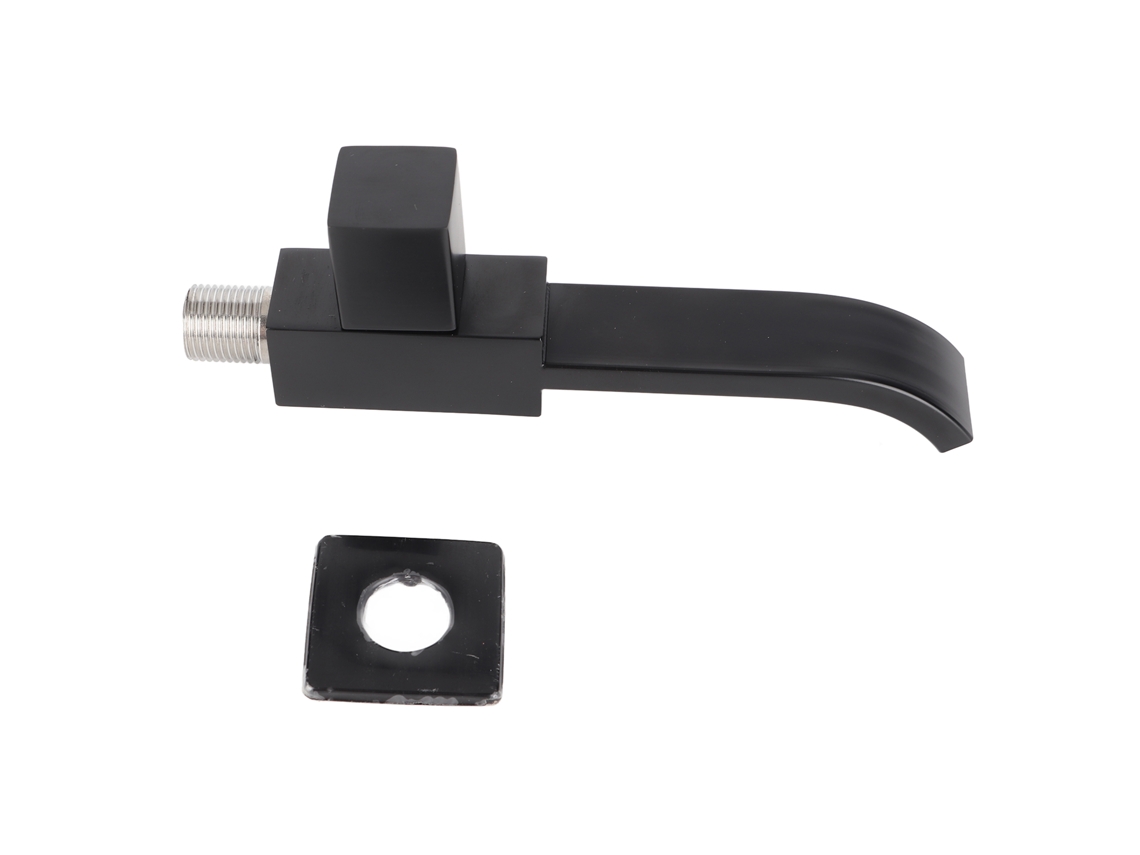 Grifo de lavabo de pared de agua fría G1/2, accesorio de baño negro mate