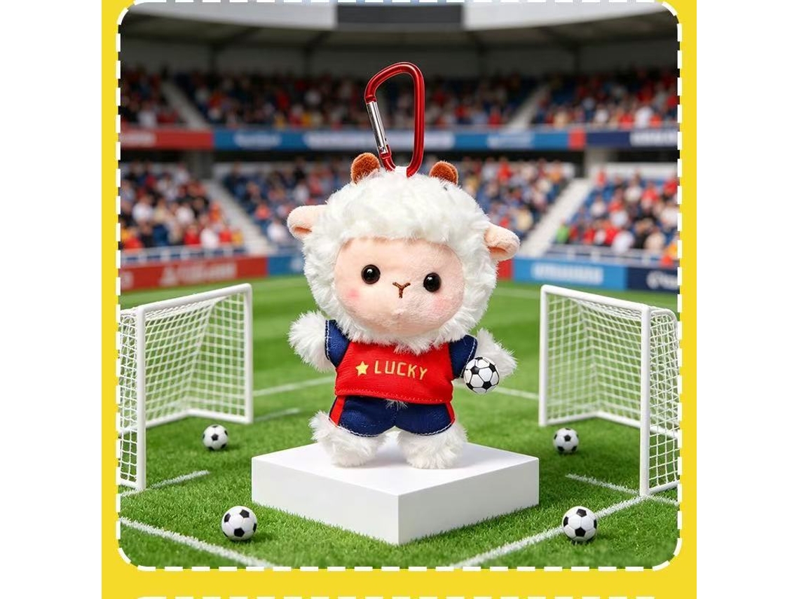 Llavero Peluche Oveja Fútbol Lucky, Accesorio Hincha Copa Mundial 2026, Muñeco Suave Regalo Fan Fútbol Calidad Premium