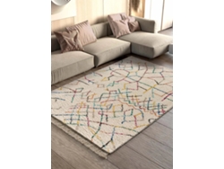Alfombra de pelo largo con flecos ATTICGO (Yebel - Blanco - 160x230 cm)