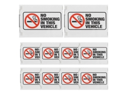 10 Pegatinas De "no Fumar En Este Vehículo". Pegatinas Autoadhesivas Resistentes A La Intemperie Para Uso Interior Y Exterior.