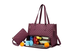 Bolsa térmica para el almuerzo para mujer, para portátil de 15,6 pulgadas, con compartimento térmico para refrigerios (burdeos) Eifson