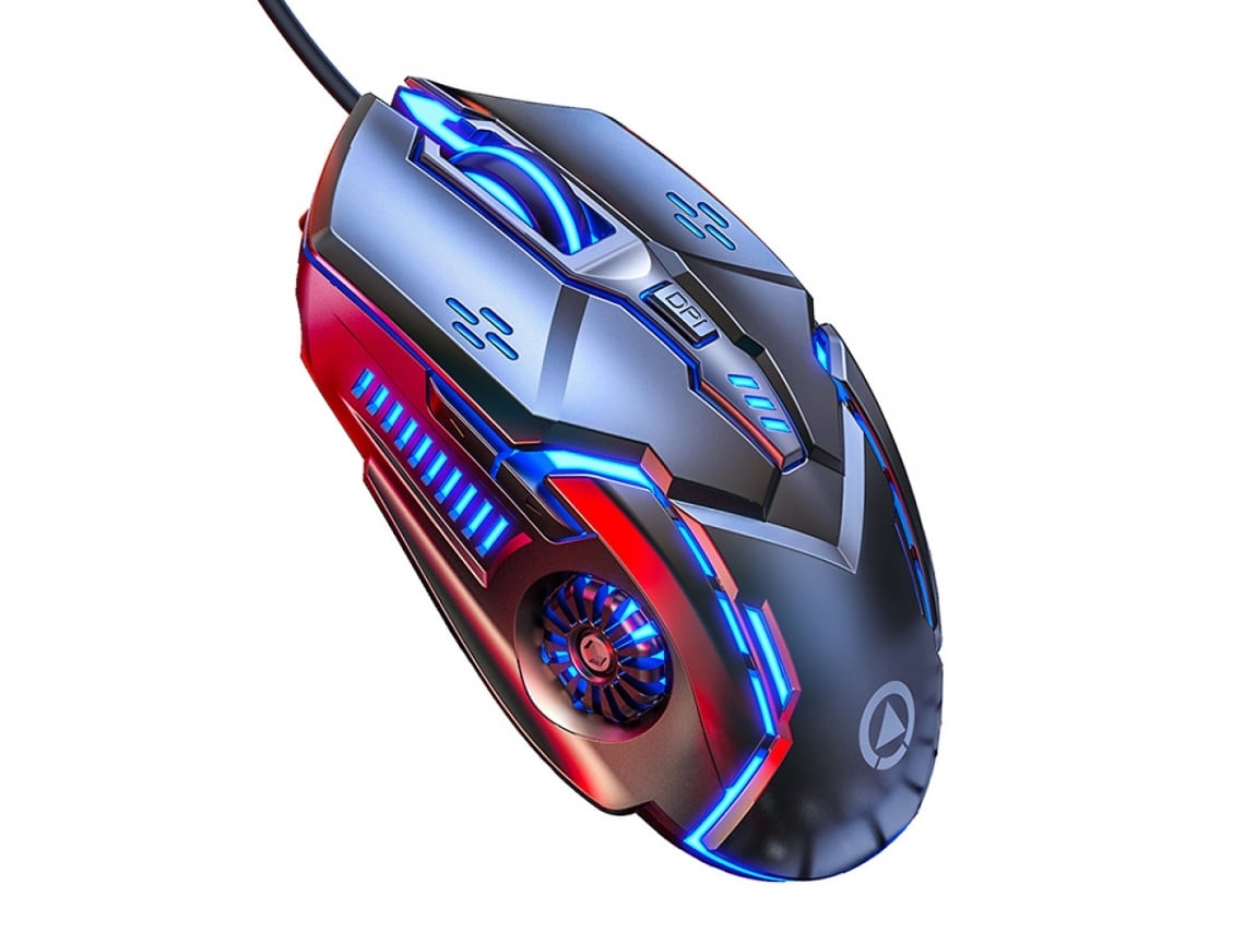 Ratón ergonómico para juegos con cable, 7 botones programables, retroiluminación RGB, DPI ajustable de 3200, para jugadores, color negro.