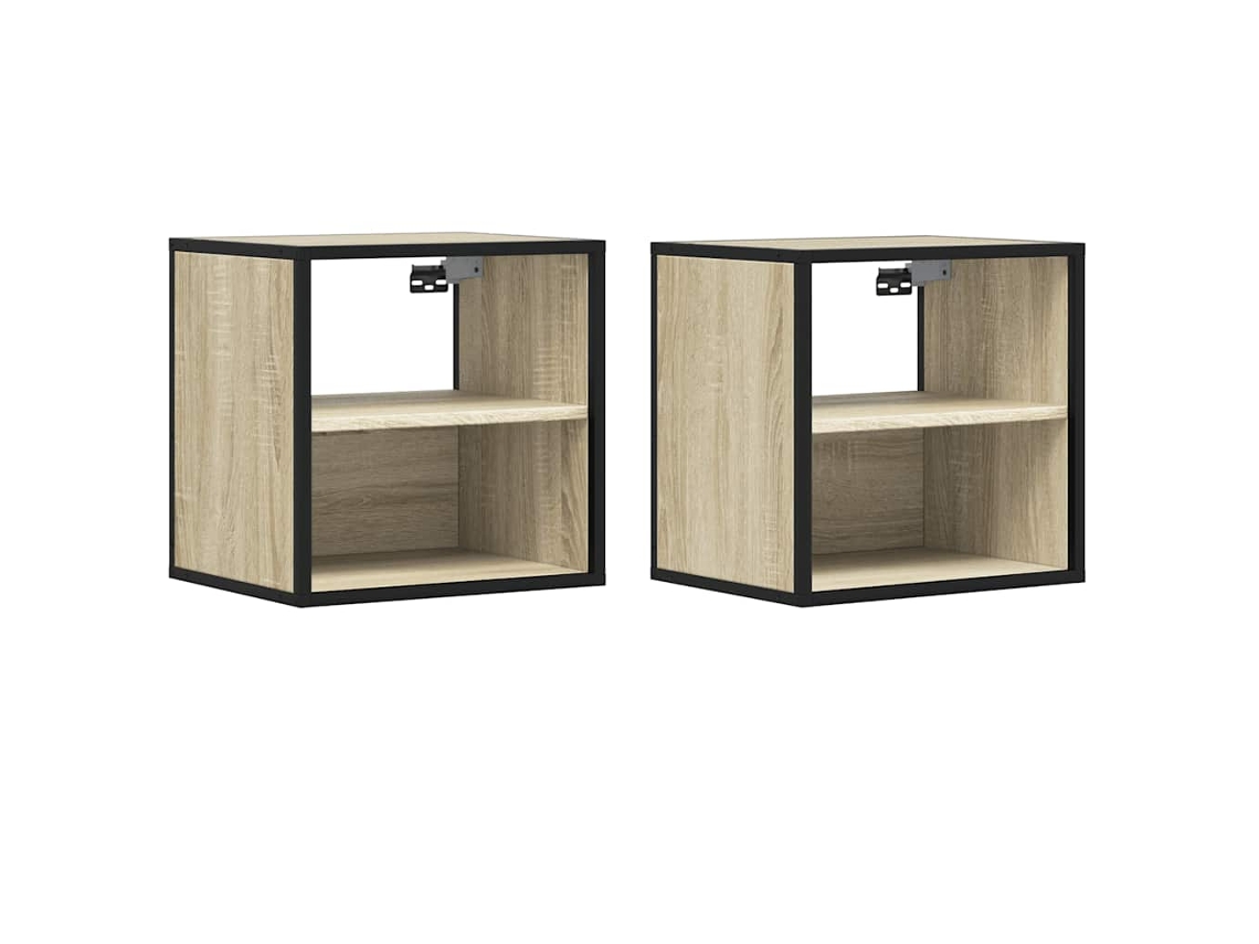 Juego de 2 mesitas de noche de pared de roble Sonoma MAISON EXCLUSIVE (40 x 31 x 39,5 cm)