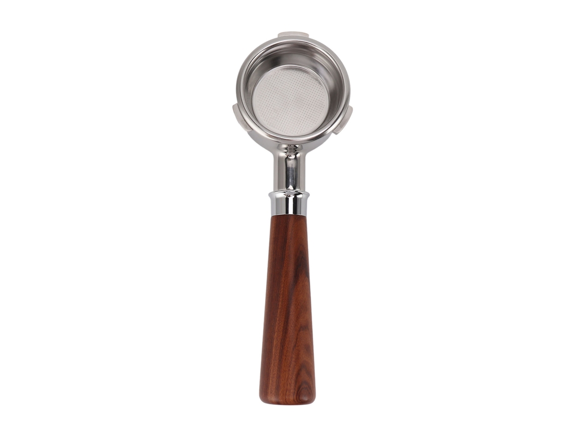 Portafiltro De Acero Inoxidable De 58 Mm Y 3 Hilos Sin Fondo Con Mango De Madera Maciza Para Cafetera Barsetto