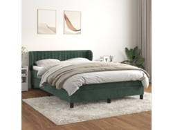 Cama Box Spring Con Colchón Terciopelo Verde Oscuro 140x200 Cm