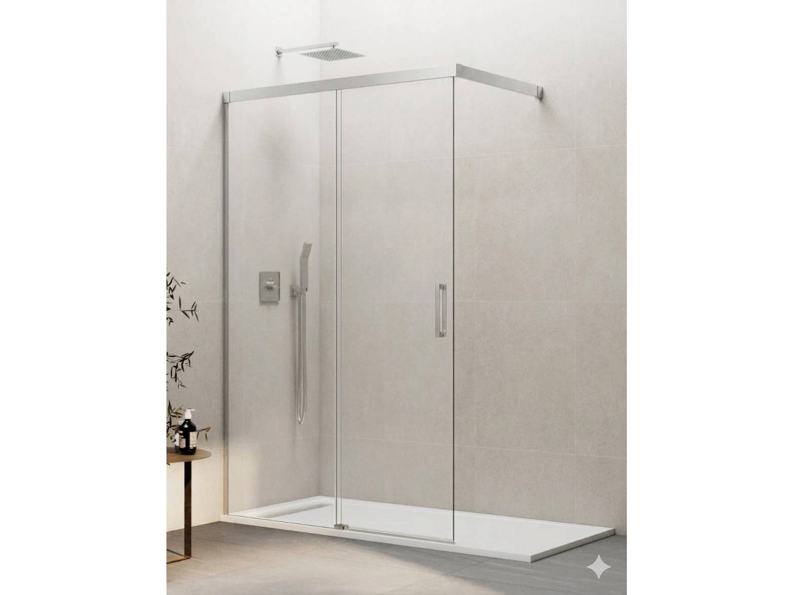 Mampara De Ducha Frontal Walk-in 1+1 Thalassa (basic) 75 Cm Perfil Cromo Cristal Transparente