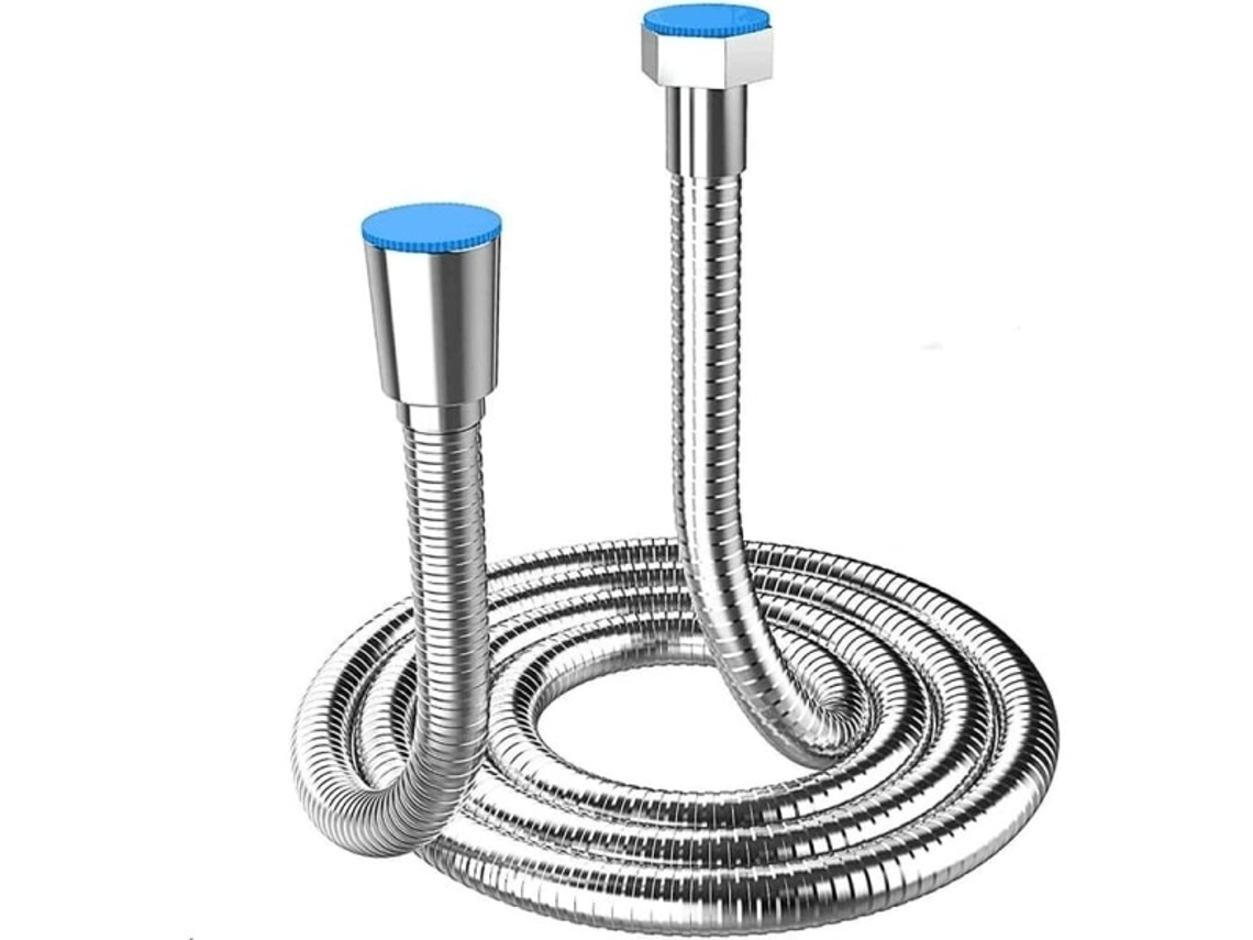 Manguera de ducha de acero inoxidable de 5 m, acoplamiento de latón, universal, antideflagrante, cromada (500 cm)