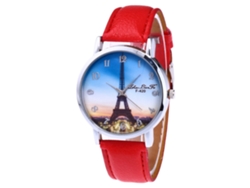 Reloj De Pulsera Casual De Cuarzo Para Mujer Zhoulianfa, Esfera Redonda, Correa De Pu Roja.