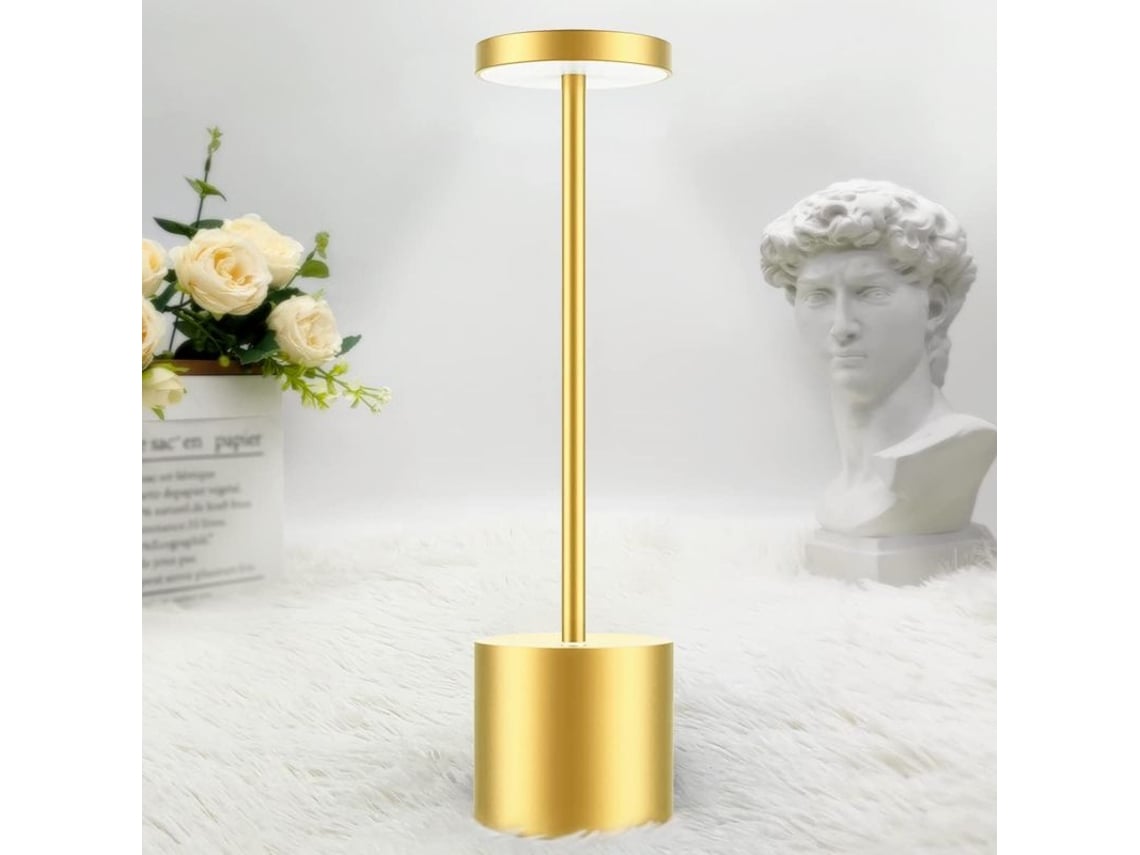 2026-26633-lámpara De Mesa Inalámbrica Recargable Usb Con 3 Modos De Color Y Diseño Metálico (oro)