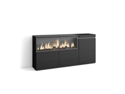 Aparadores para salón, 160, 3 Puertas, Chimenea eléctrica XXL, Negro SKRAUT HOME