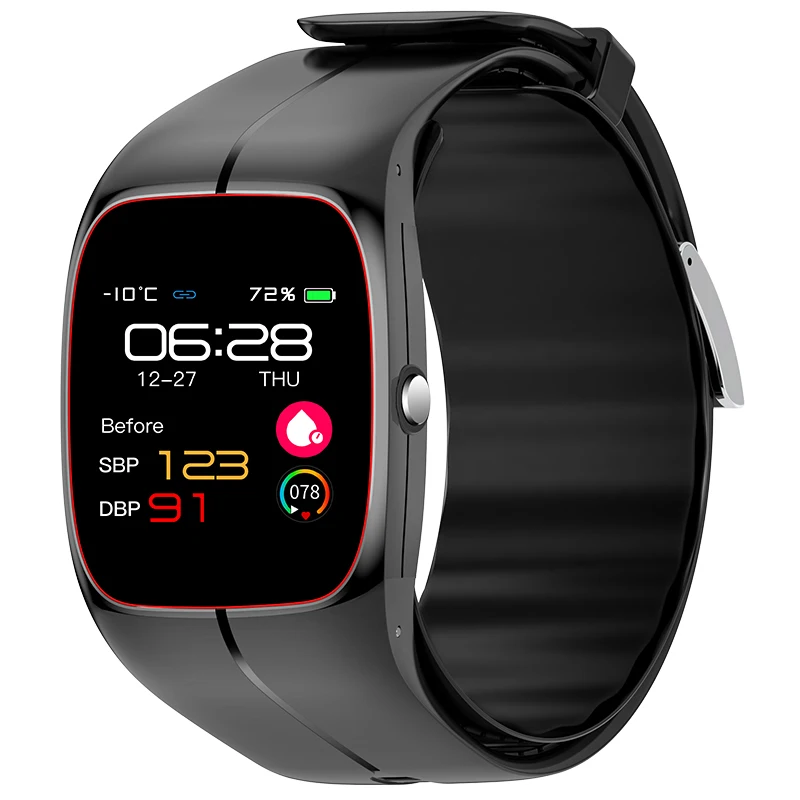 Reloj inteligente True Air Pump (negro) con airbag para medir la presión arterial, la temperatura corporal, la frecuencia cardíaca y la oxigenación sanguínea.