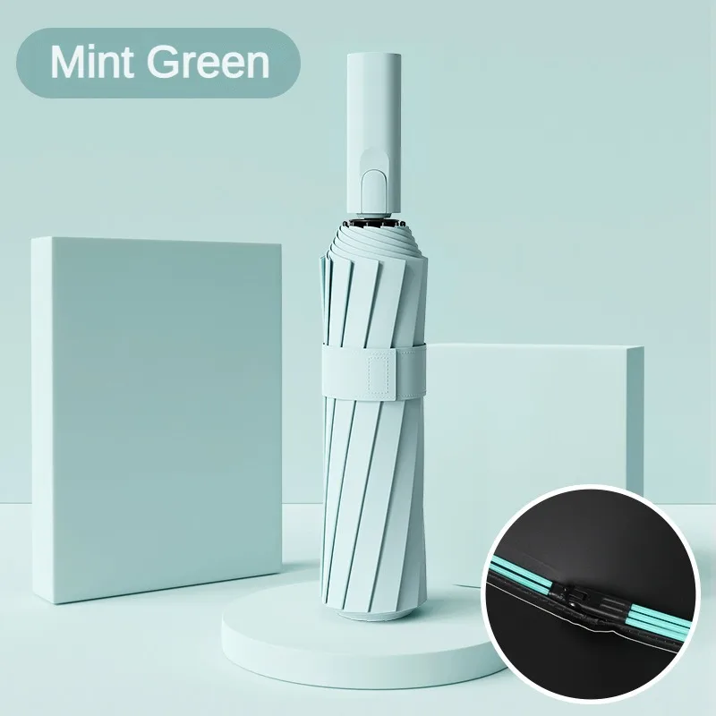 Paraguas Automático Reforzado De 60 Pulgadas (verde Menta) Para Hombre, Resistente Al Viento, Apto Para Sol Y Lluvia.