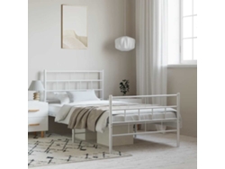 Estructura Cama Sin Colchón Con Estribo Metal Blanco 100x190 Cm