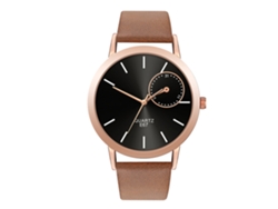 Reloj De Moda Unisex Para Hombre Y Mujer, Movimiento De Cuarzo Analógico, Correa De Pu Negra Y Marrón.