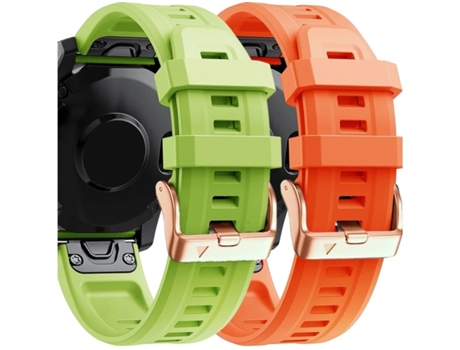 Correa Silicona Cierre Metálico para Garmin Epix Pro 42Mm Gen 2 Verde y Naranja Pack 2X VEANXIN