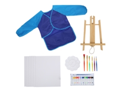 Rebe-set De Pintura Acrílica Diy Para Niños Con Brochas Y Delantal Juego Educativo De Arte Infantil Azul