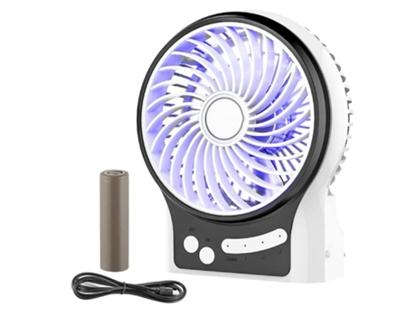 BISBISOUS Ventilador de Batería Ventilador Recargable Portátil de Mano Mini Escritorio Personal Ventilador USB 3 Velocidades Luz Interior y Lateral
