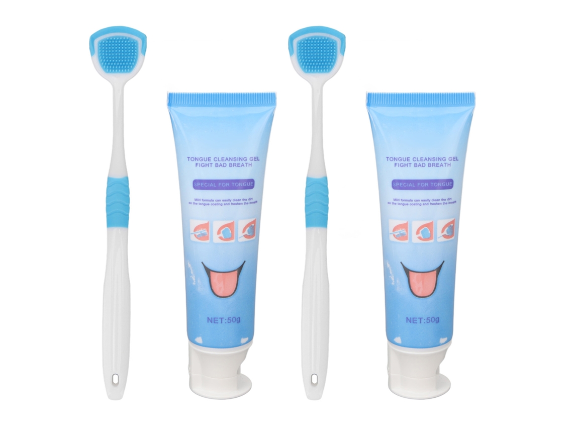 Set De 2 Cepillos De Limpieza Lingual Con Gel Para Cuidado Oral, Reduce Mal Aliento Y Limpieza Profunda