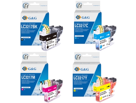 Pack 4 Cartuchos de Tinta Compatibles G&G Brother LC3217 LC3217Bk LC3217C LC3217M LC3217Y