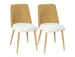 Juego De 2 Sillas De Cocina, De Ratán Sintético, Patas De Acero, Asiento Acolchado, Color Marrón/beige.