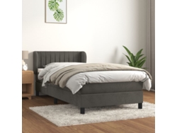 Cama Box Spring Con Colchón Terciopelo Gris Oscuro 90x200 Cm