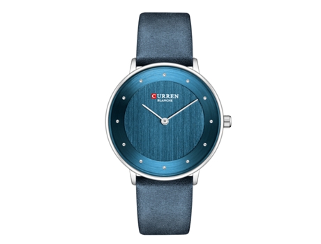 Relojes casuales de moda para mujer Correa de cuero genuino Reloj elegante para mujer Relojes de pulsera de cuarzo-Azul LUUCOZK