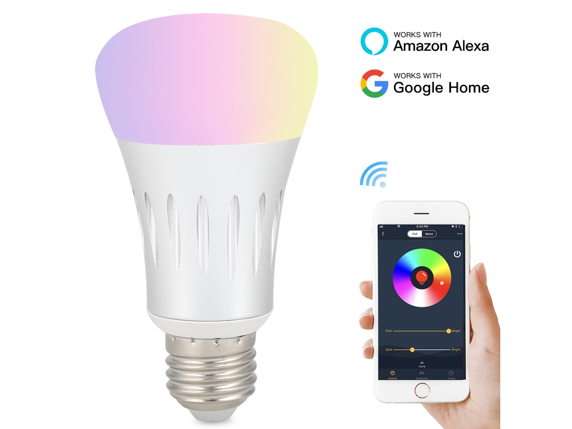 Bombilla Inteligente Wifi E27 7w Led Regulable Rgb Multicolor Luz Nocturna Inalámbrica Eecoo
