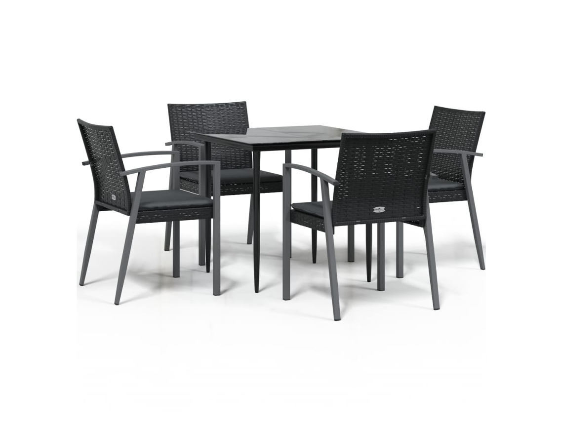 Maison Exclusive - Juego Comedor Jardín 5 Piezas Y Cojines Ratán Sintético Y Acero