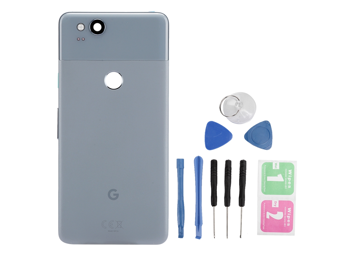 Tapa Trasera De La Batería Del Google Pixel 2, Carcasa De Cristal, Repuestos Con Herramientas, Azul/negro