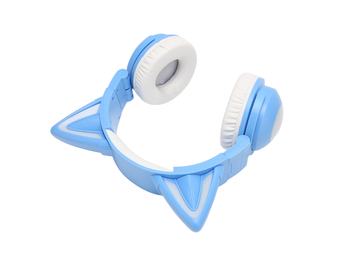 Auriculares Bluetooth Con Orejas De Gato Estéreo Lindos Auriculares Led Para Niños Con Micrófono Cable De 3.5mm Azul