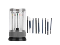 Kit Portátil De Reparación De Relojes Con 9 Tornillos, Base Giratoria Y Cuchillas De Repuesto.
