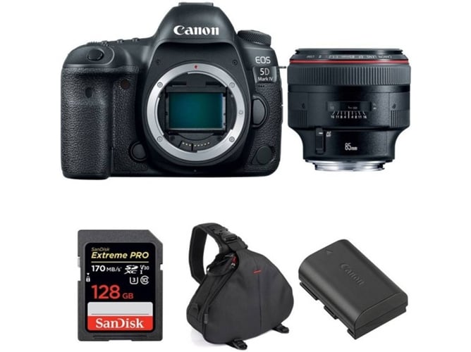 Kit Cámara Reflex CANON EOS 5D Mark IV + EF 85mm f/1.2L II USM + SanDisk 128GB + LP-E6N + Bolsa