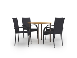 Juego de comedor de jardín de 5 piezas en mimbre sintético negro, Dkd Home Decor