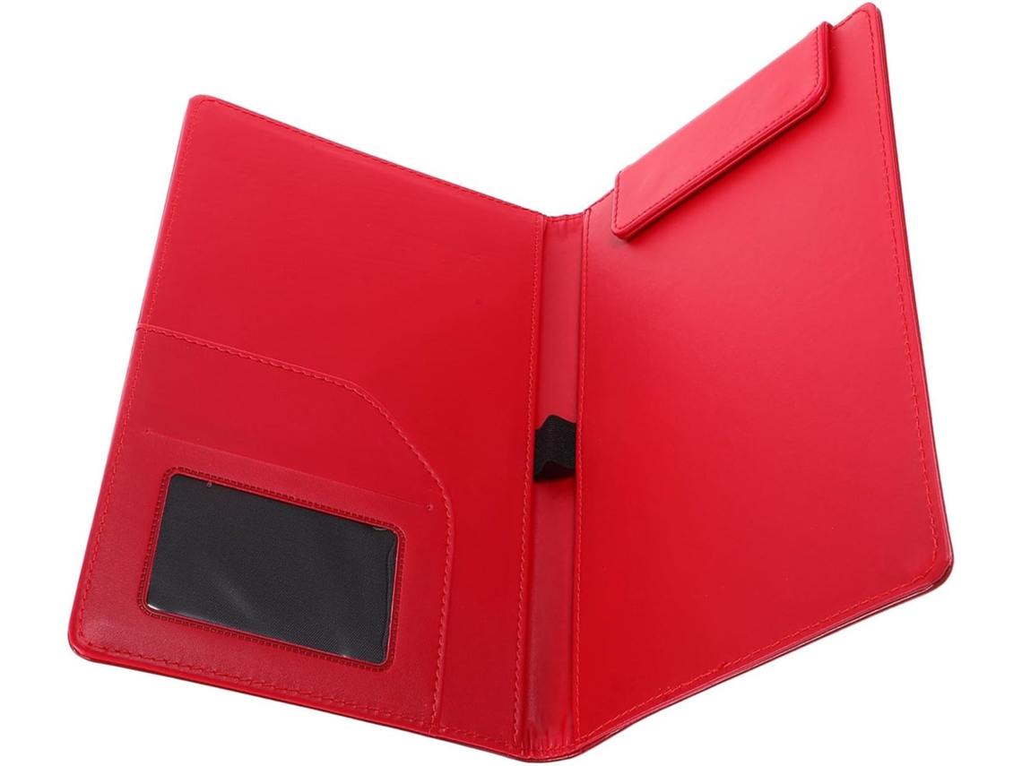 Portadocumentos Portátil A5 De Pu Rojo Con Clip Magnético Fuerte Y Duradero.