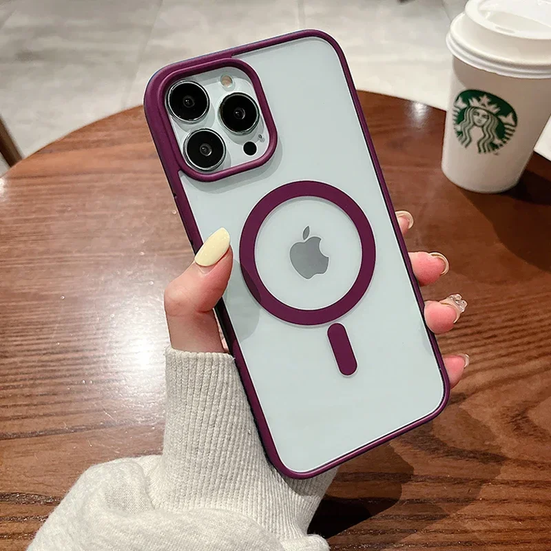 (iphone 12 Mini, Magenta) Funda De Carga Inalámbrica Magnética Magsafe Para Iphone, De Acrílico Rígido.