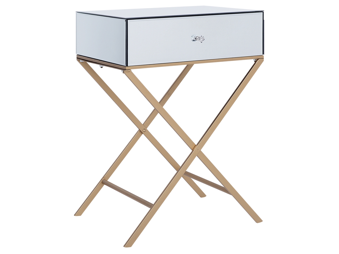 Mesa De Apoio Beliani Vivy De Vidro Prateado 50x70