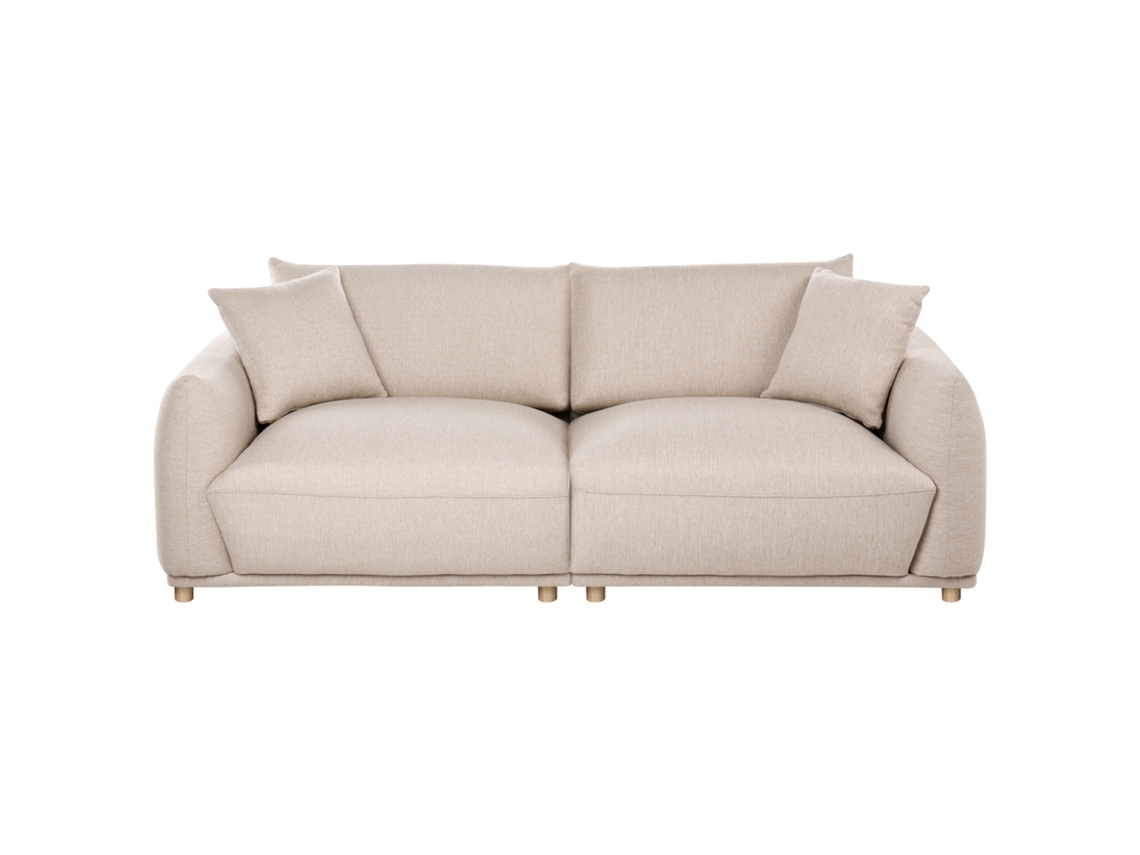 Sofá De 3 Lugares Beliani Jubek De Tecido Creme 214x104x81