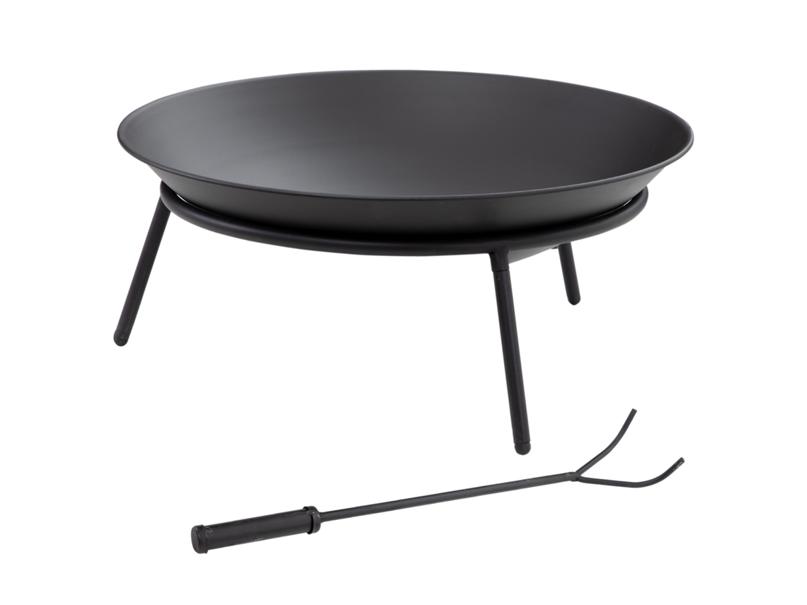 Lareira Externa Metal Jardim Atiçador Pátio Terraço Ø47x21cm Preta