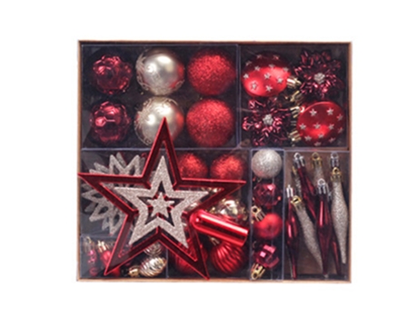 Conjunto de Bolas de Navidad ZMDECQNA Juego Adornos Colgantes Uds Coloridas Inastillables Colgante Estrellas Multicolor - 58un