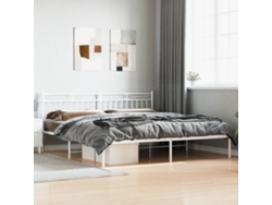 Estructura Cama Sin Colchón Con Cabecero Metal Blanco 200x200cm