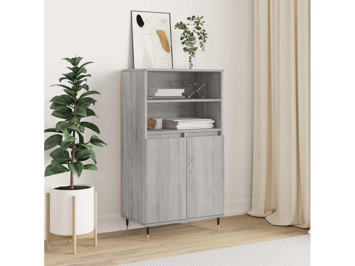 Aparador Alto De Madera Contrachapada Gris Sonoma 60x36x110 Cm