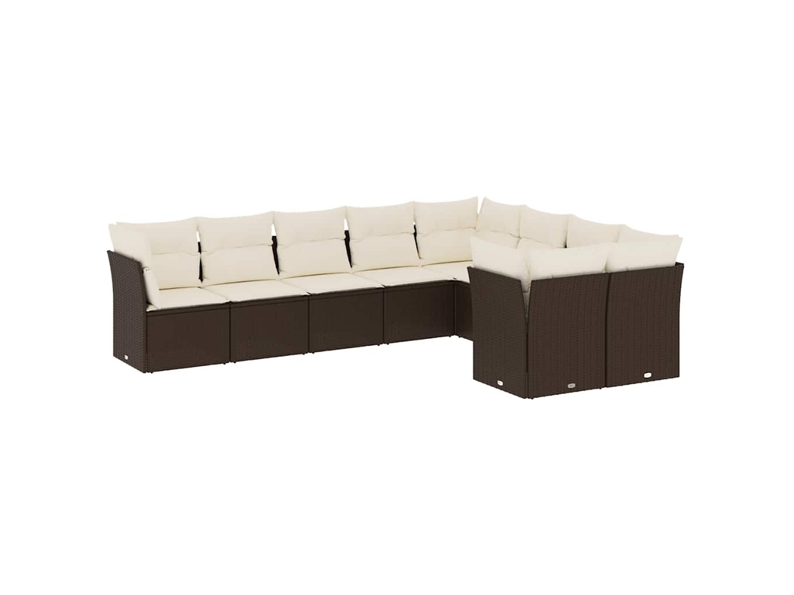 Maison Exclusive - Set De Sofás De Jardín 9 Pzas Y Cojines Ratán Sintético Marrón