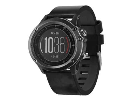 Correa Smartwatch para Garmin Fenix 3 Zafiro 26mm con Hebilla de Acero Cuero (Negro)