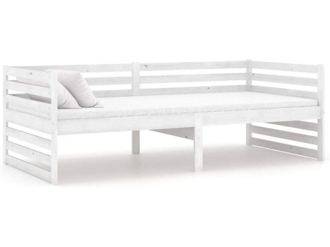 vidaXL Sofá cama de madera maciza de pino blanco 90x200 cm