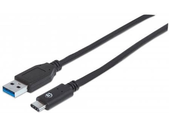 Cable USB MANHATTAN USB C/USB A 1 m Macho/Macho Negro