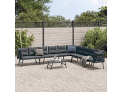 Pcs Bancos De Jardin Com Almofadões Aço Revestido A Pó Preto Dkd Home Decor