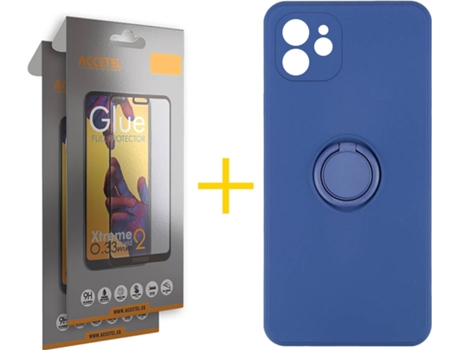 Carcasa + 2 Protectores de Pantalla para iPhone 12 Mini ACCETEL Azul Oscuro