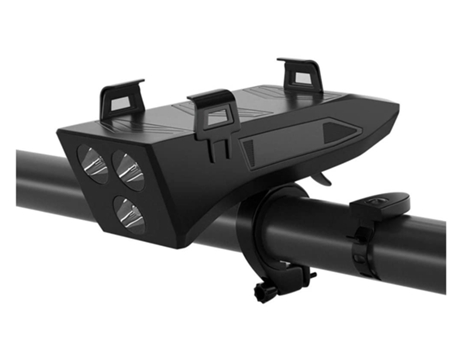 Luces de bicicleta USB Recargable Faro de bicicleta con accesorios de bocina Soporte para teléfono móvil Prov-Luz de bicicleta negra ENZONS