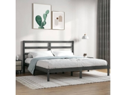 Estructura De Cama De Madera Maciza De Pino Gris 200x200 Cm