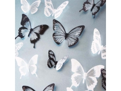 Adhesivo de pared 3D de mariposa en blanco, negro y plateado Hz101